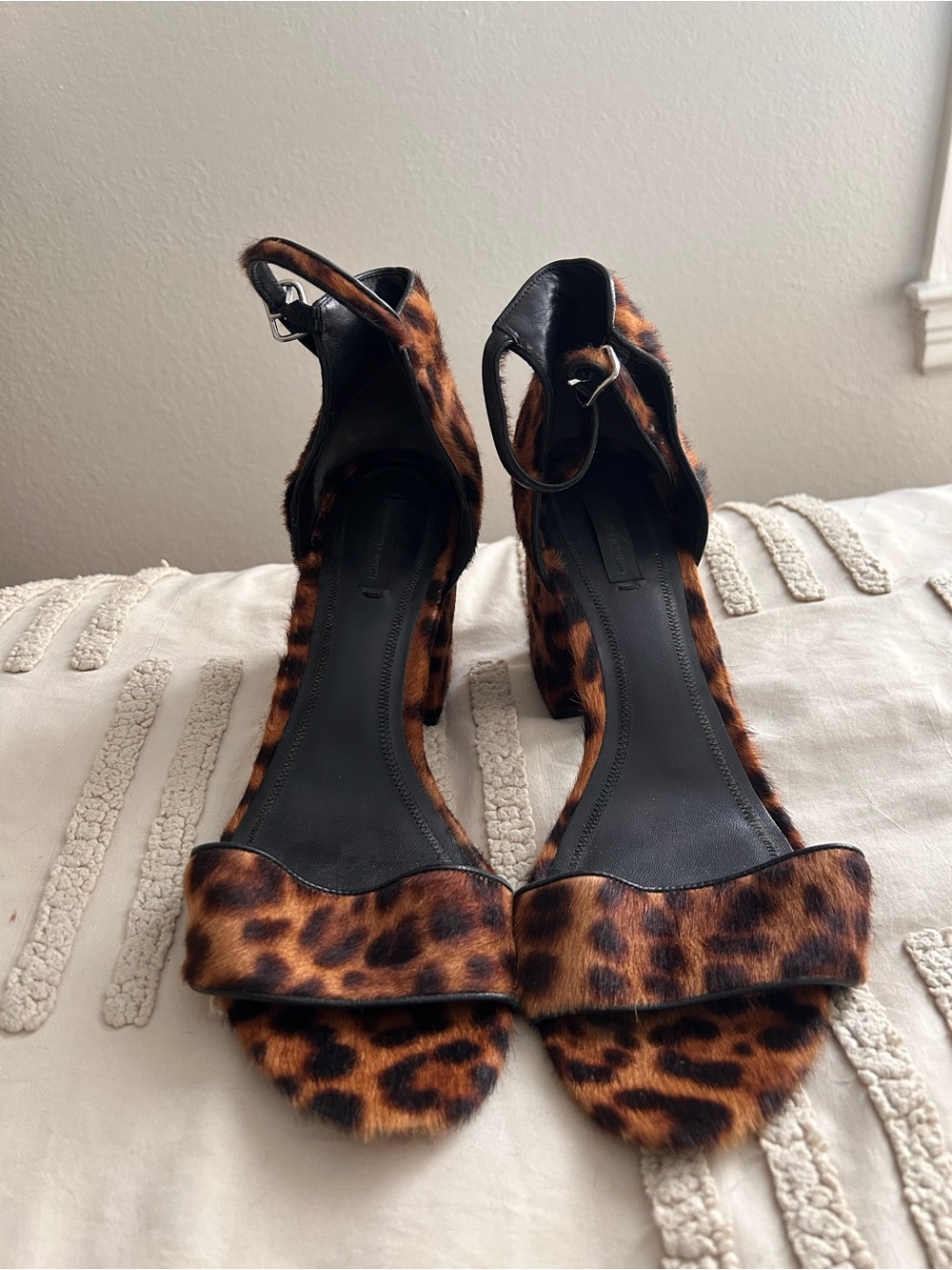 Alexander Wang Leopard-Print Ankle-Strap Block Heel Sandals - Brown/Black